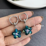 DAIIIBABYYY  -  Flower Glazed Earrings Clear Crystal Texture Paired Unique Cute Colorful Earrings Sweet Trendy Delicate Earrings Women's Jewelry