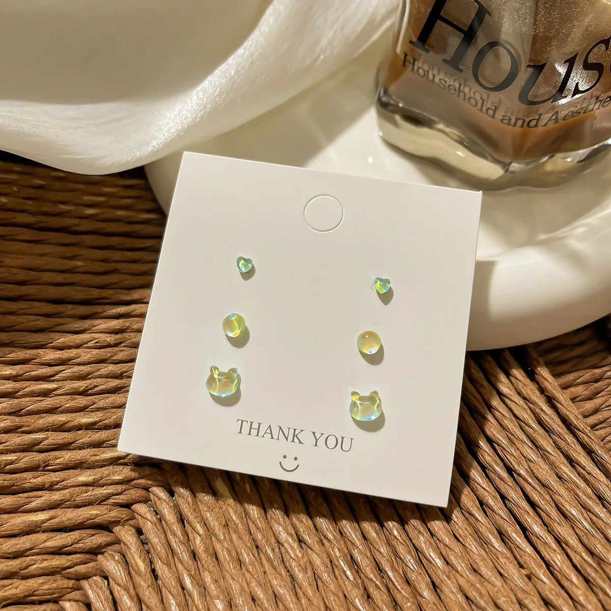 DAIIIBABYYY  -  Geometric Stud Earrings Set Women Laser Colorful Heart Round Butterfly Fish Tail Purple Earring Korean Fashion Jewelry