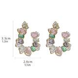 DAIIIBABYYY  -  Korean Style Big Flower Stud Earrings Big Crystal Exquisite Zircon Stone Earrings Fashion Jewelry Rhinestone Earrings Wedding