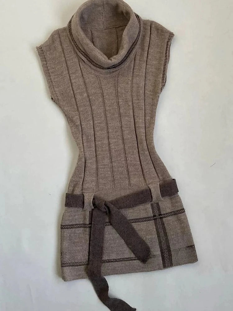 Daiiibabyyy  Summer Y2k Vintage Knitted Vest Dress for Women Japanese Sweet Kawaii Fashion Dresses 2025 New Slim Fit Vestido De Mujer
