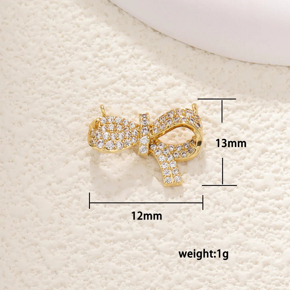 DAIIIBABYYY  -  1 piece Brass Material Cute Zircon Knot Bow Charms For Women DIY Pendant Earrings Bracelet Necklace Jewelry Wholesale