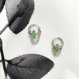 DAIIIBABYYY  -  New Titanium Steel Imitation Hetian Jade Removable Chain Earrings Women's Fashion Elegant Accessories Club Party Accessories