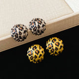 DAIIIBABYYY  -  Circular Retro Earrings Women Stripes Leopard Print Simple Design Personalized Temperament Niche Trend Fashionable Versatile
