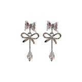DAIIIBABYYY  -  New Bow Earrings Rhinestones Girls Delicate Compact Fashionable Versatile Suitable Daily Dating Light Luxury Personalized
