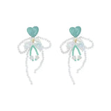 DAIIIBABYYY  -  Blue ice cream love beaded tassel earrings fashion handmade sweet bow earrings