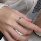 DAIIIBABYYY  -  Simple Purple Zircon Cross Star Chain Rings Fashion Romantic Geometric Chain Splice Rings Women Girl Finger Jewelry Accessories