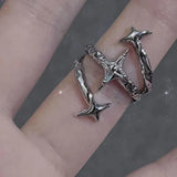 DAIIIBABYYY  -  Irregular Black Cross Star Animal Spider Aesthetic Rings For Women Y2K EMO Gothic Ring Grunge Halloween Rave Jewelry Accessories