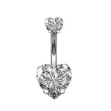 DAIIIBABYYY  -  Fashion Zircon Heart Belly Button Piercing for Women Stainless Steel Long Flower Pendant Navel Rings Piercing Ombligo Jewelry