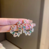 DAIIIBABYYY  -  Korean Style Big Flower Stud Earrings Big Crystal Exquisite Zircon Stone Earrings Fashion Jewelry Rhinestone Earrings Wedding