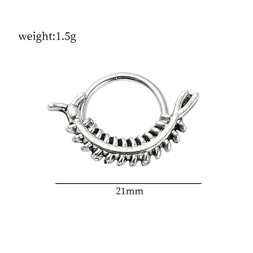 DAIIIBABYYY  -  Fashion Punk Stainless Steel Nose Ring Silver Color Gothic Insect Nose Rings For Women Men Body Cartilage Piercing Jewelry