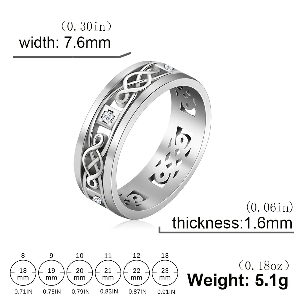 DAIIIBABYYY  -  Irish Celtics Knot Rings Men Women Stainless Steel Clear Zircon Amulet Couple Ring Jewelry Wedding Band Gift 2024 New In