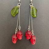 DAIIIBABYYY  -  Gothic Skull Cherry Earrings For Women Fashion Pagan Witch Jewelry Accessories Gift Red Vampire Skull Green Leaf Ear Hooks Trend