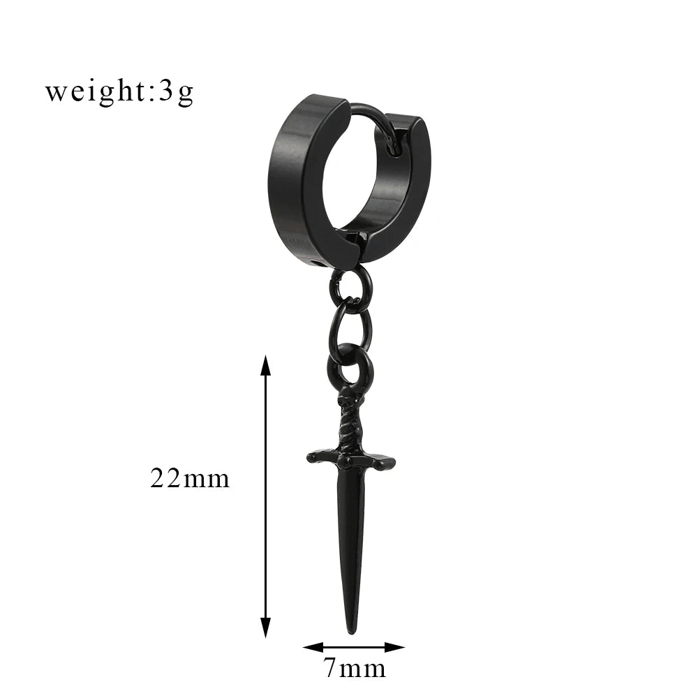 DAIIIBABYYY  -  Fashion Gothic Small Hoop Earrings Set Alloy Korean Style Earrings to Gift Ears Piercing Jewelry Men Accessories for Women