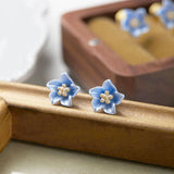 Daiiibabyyy  New Blue Flower Dangle Earrings for Women Exquisite Sweet Romantic Floral Ear Studs Versatile Fine Jewelry Gifts Wholesale 2025