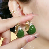 DAIIIBABYYY  -  French Elegant Sparkling Cubic Zirconia Oil Drop Green Earrings Women's Fashion Glamour Jewelry Earrings Holiday Party Gifts