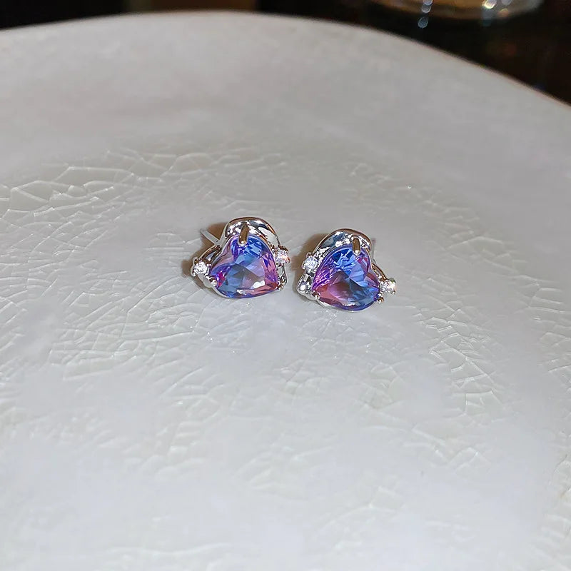 DAIIIBABYYY  -  Luxury Blue Gradient Crystal Butterfly Flower Pearl Earrings Flower Geometric Women Korean Fashion Kpop Tassel Earring