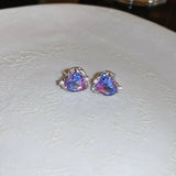 DAIIIBABYYY  -  Luxury Blue Gradient Crystal Butterfly Flower Pearl Earrings Flower Geometric Women Korean Fashion Kpop Tassel Earring