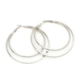 DAIIIBABYYY  -  2Pc Stainless Steel Exaggerated Round Bead Hoop Earring Women Men Smooth Design Vintage Double Rings Earring Personality Jewelry