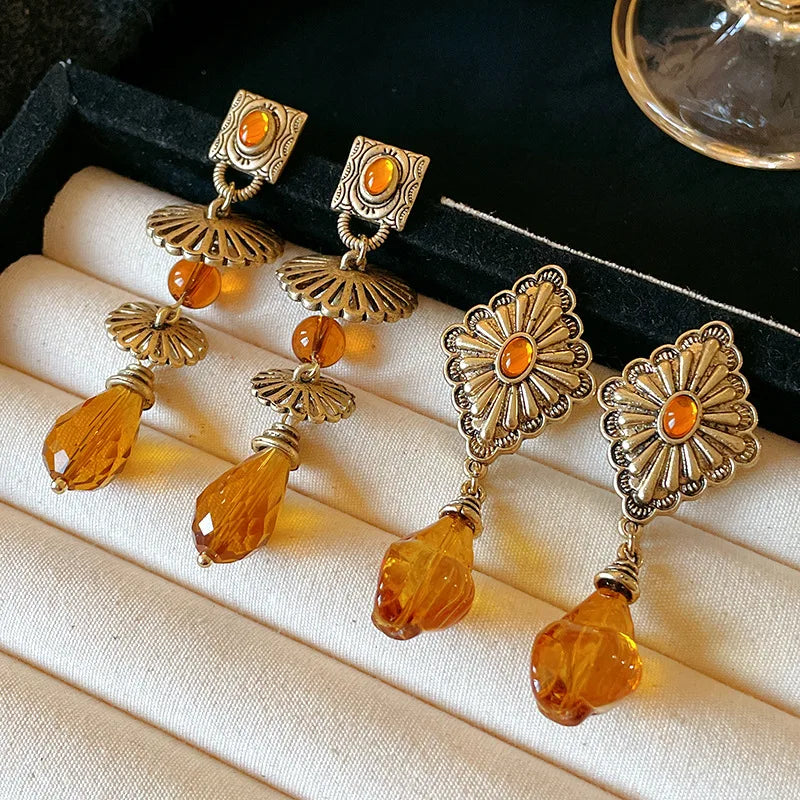 DAIIIBABYYY  -  Geometric rhombus earrings palace style fashionable design earrings