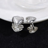 DAIIIBABYYY  -  Punk Silver Metal Heart Ear Cuff Clips Fake Piercing Earrings for Women Fashion Stainless Steel Earring Jewelry Gifts