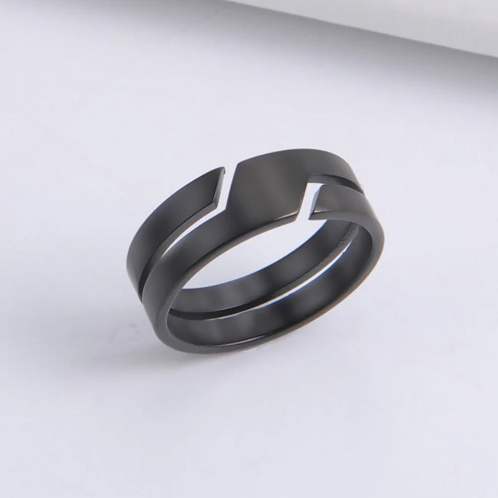 DAIIIBABYYY  -  Stainless Steel Ring for Men Women Black Minimalist Casual Finger Rings  Couple Jewelry Wedding Gift for Lover
