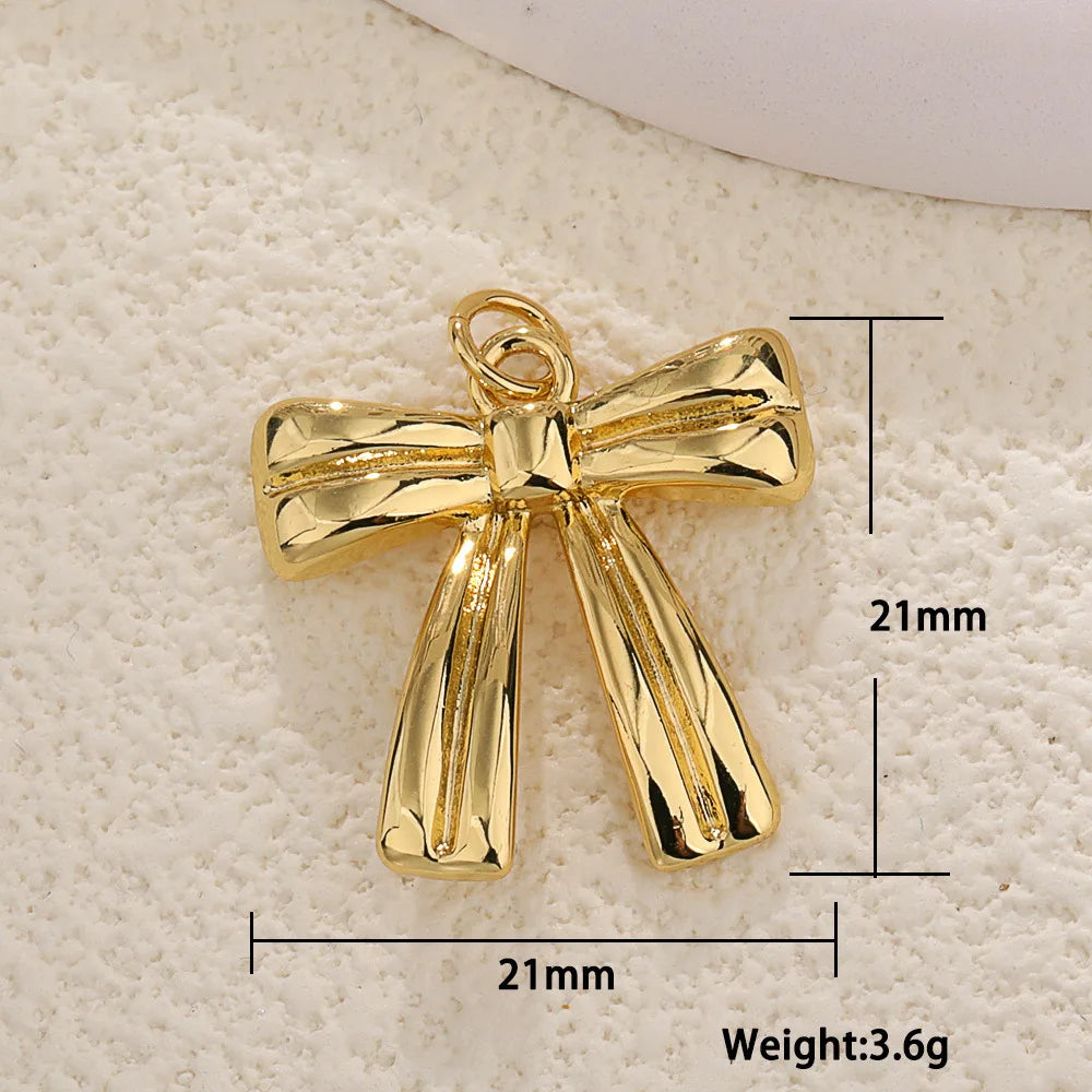 DAIIIBABYYY  -  1 piece Brass Material Cute Zircon Knot Bow Charms For Women DIY Pendant Earrings Bracelet Necklace Jewelry Wholesale