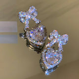 DAIIIBABYYY  -  Korean Elegant Rhinestone Bowknot Drop Earrings For Women Fashion Heart Crystal Pendientes Party Jewelry Gifts