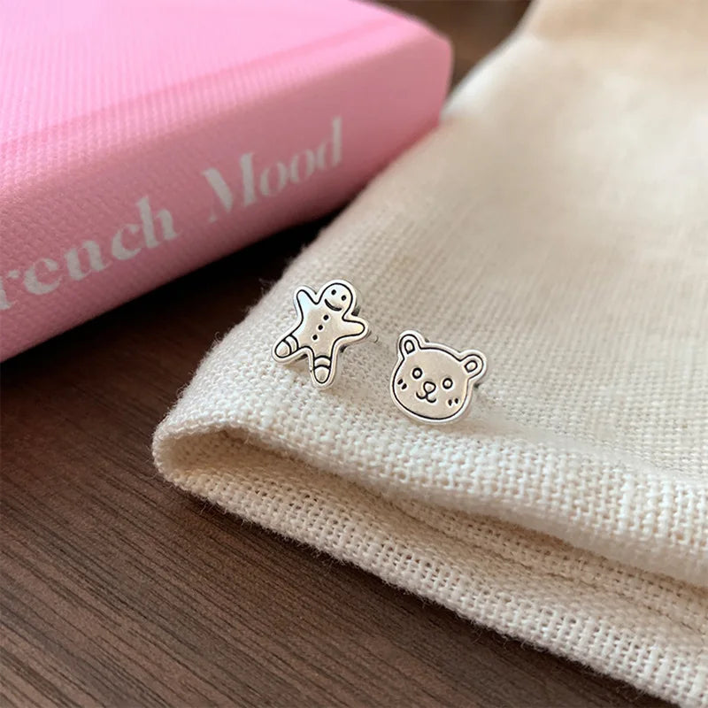 DAIIIBABYYY  -  New Arrival Trendy Cartoon Man & Bear Animal Needle Ladies Stud Earrings Anti Allergy For Women Christmas Gifts