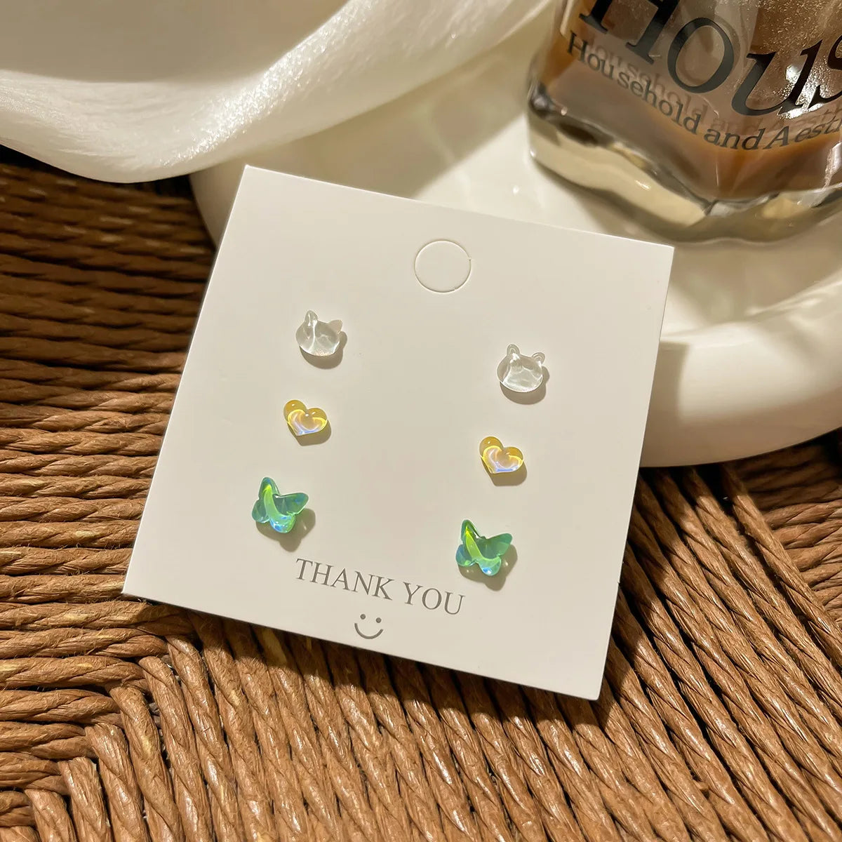 DAIIIBABYYY  -  Geometric Stud Earrings Set Women Laser Colorful Heart Round Butterfly Fish Tail Purple Earring Korean Fashion Jewelry