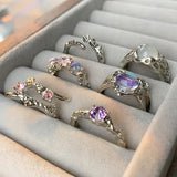 Daiiibabyyy Opal Irregular Natural Stone Ring With White Opal Aesthetic Egirl Hollow Rings for Women Y2K Trendy Ring Creative Finger Jewelry