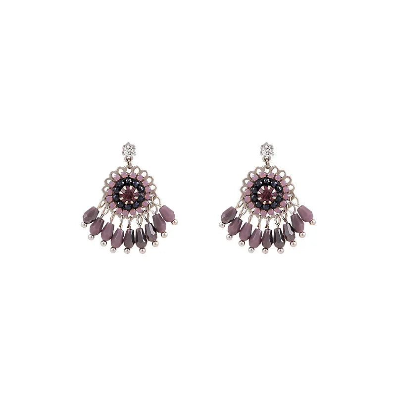 DAIIIBABYYY  -  New Arrival Korean Retro Elegant Crystal Tassel Dangle Earrings For Women Fashion Sweet Water Drop Jewelry Party Gifts