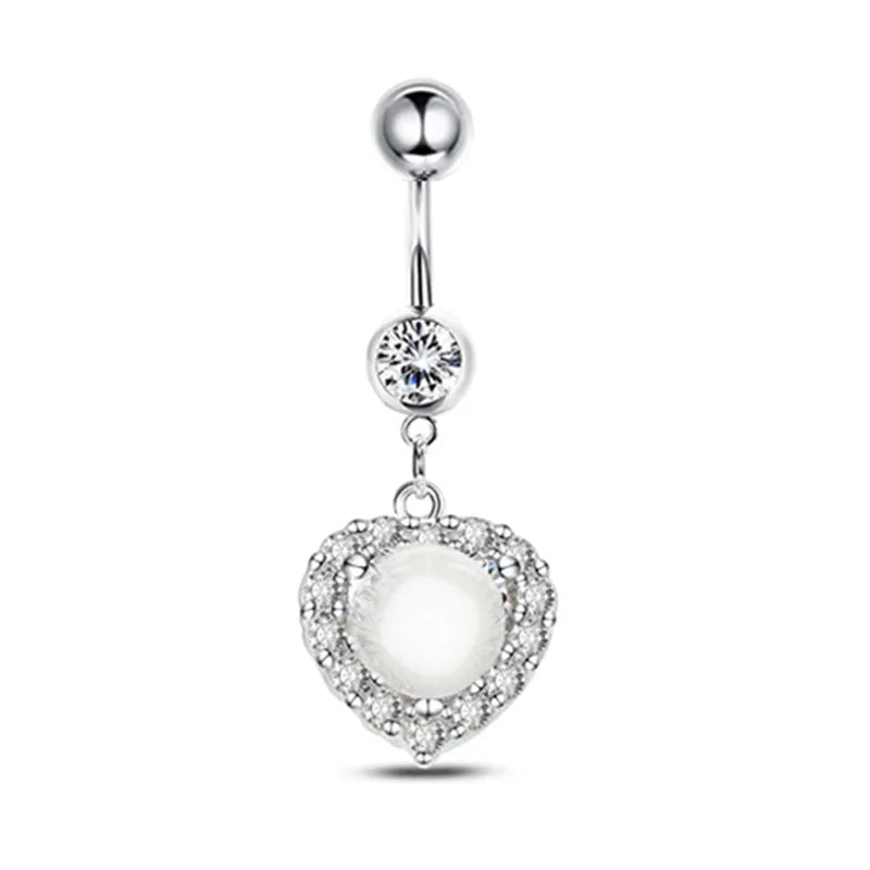 DAIIIBABYYY  -  Fashion Crystal Stainless Steel Flower Butterfly Belly Piercing for Women Silver Color Belly Button Rings Body Jewelry