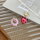 DAIIIBABYYY  -  Trendy Cute Pink Glass Heart Shape Drop Earrings For Women Girls Y2K Fashion Aesthetic Party Jewelry Gifts