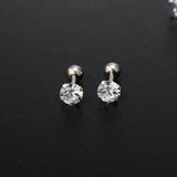 DAIIIBABYYY  -  1pc 3/4/5/6/7/8mm 3 Colors Punk Stainless Titanium Steel  Zircon Crystal Stud Earrings For Men Women Tragus Helix Body Piercing