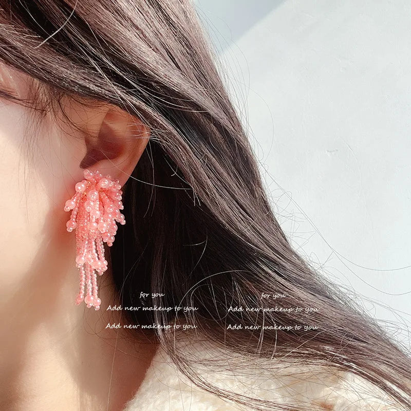 DAIIIBABYYY  -  Boho Colorful Jelly Bean Tassel Stud Earrings