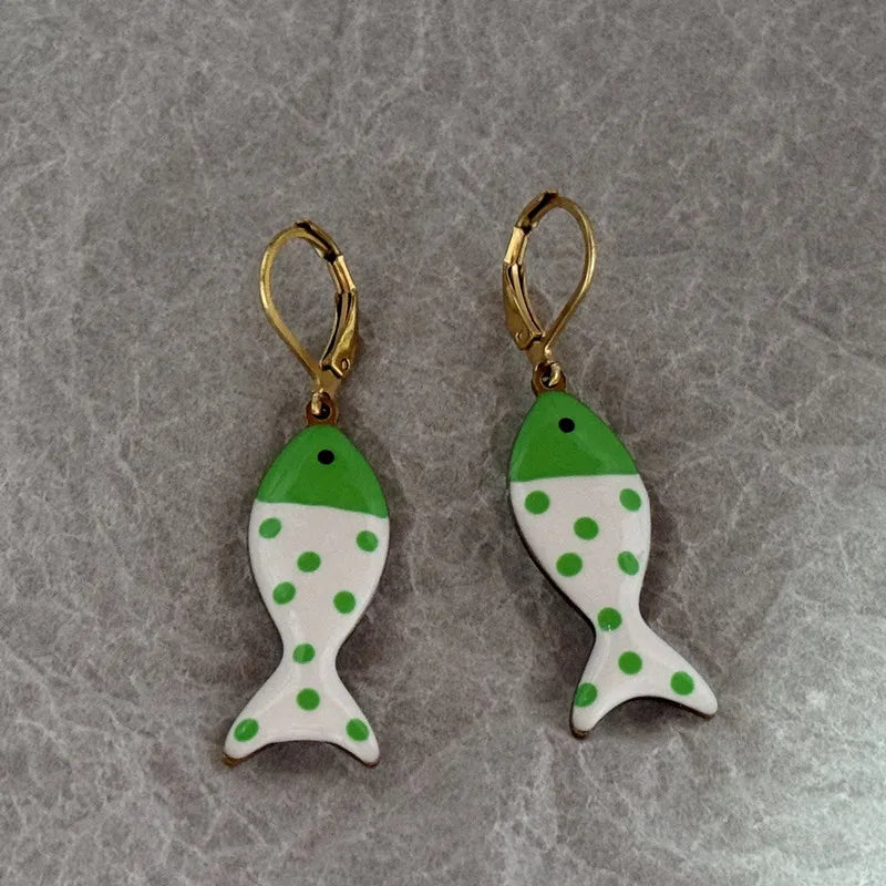 Daiiibabyyy  Summer Colorful Tropical Fish Stainless Steel Hoop Earrings