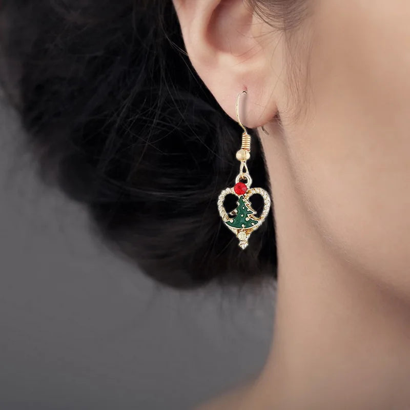 DAIIIBABYYY  -  Christmas Tree Santa Claus Drop Earrings Women Fashion Zircon Snowflakes Snowman Earring Jewelry Girlfriends Xmas Gifts