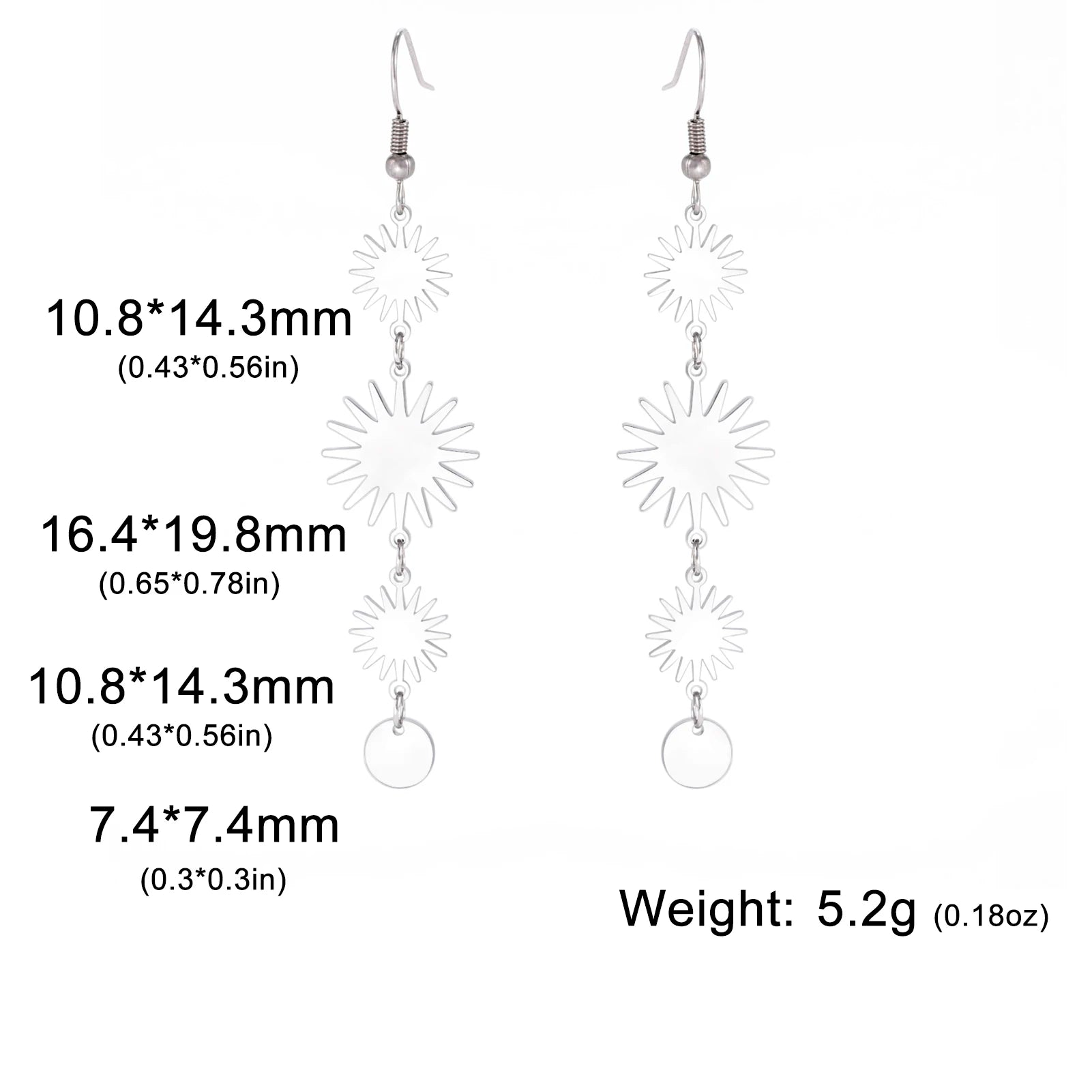 DAIIIBABYYY  -  Stainless Steel Bohemian Sun Drop Earrings Gold Color Women Long Earrings Fashion Kpop Jewelry Birthday Gift for Friends