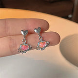 DAIIIBABYYY  -  Korean Fashion Rhinestone Planet Heart Drop Earring Y2K Sweet Cool Girls Fantasy Color Earrings Women Jewelry Party Gifts