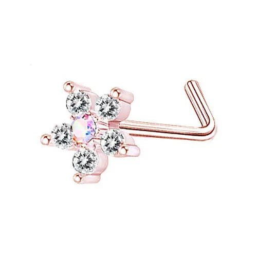 DAIIIBABYYY  -  1PC Stainless Steel Small Nose Rings Crystal Zircon Butterfly Flower Heart Nose Studs 20G Body Piercing Jewelry For Women Men