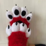 Daiiibabyyy  New Kawaii Animal Paw Gloves, Plush Cosplay Claw Mittens with Movable Nails for Anime Costume Party