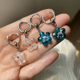 DAIIIBABYYY  -  Flower Glazed Earrings Clear Crystal Texture Paired Unique Cute Colorful Earrings Sweet Trendy Delicate Earrings Women's Jewelry