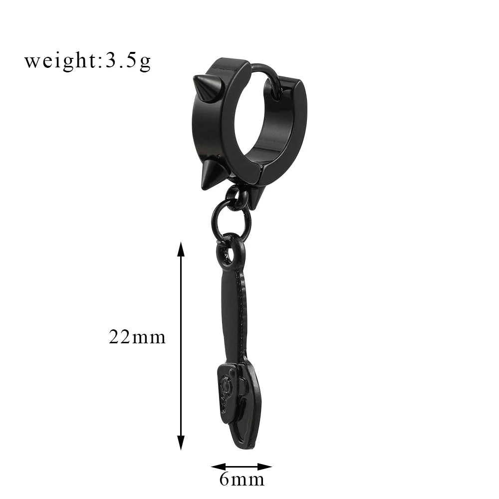 DAIIIBABYYY  -  Fashion Hip Hop Weapon Pendant Earrings Gothic Skull Ear Clip Earrings for Women Men Trendy Ear Accessories Charm Jewelry Gifts