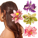 Daiiibabyyy Small Hair Clip Orchid Flower Hair Claws Headwear Women Fashion Retro Shark Clips Hairpin Hair Accessories