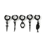 DAIIIBABYYY  -  Fashion Gothic Small Hoop Earrings Set Alloy Korean Style Earrings to Gift Ears Piercing Jewelry Men Accessories for Women