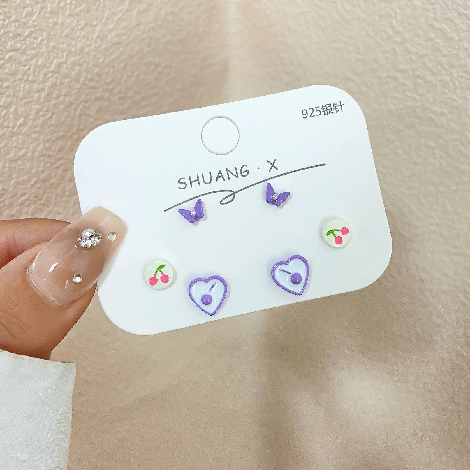 DAIIIBABYYY  -  Korean Fashion Pink Blue Tulip Flower Stud Earrings Set Women Y2K Kpop Butterfly Heart Floral Earring Jewelry Gift