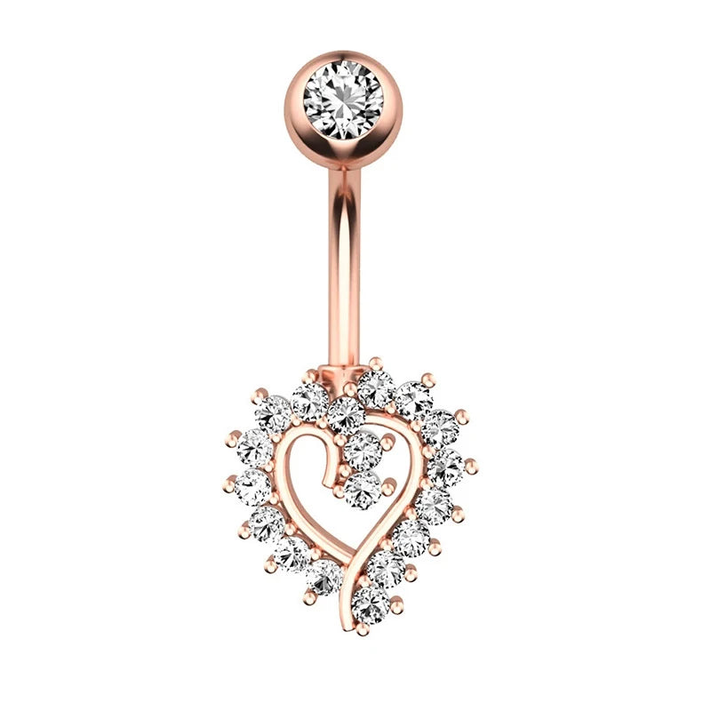 DAIIIBABYYY  -  Fashion Crystal Stainless Steel Flower Butterfly Belly Piercing for Women Silver Color Belly Button Rings Body Jewelry