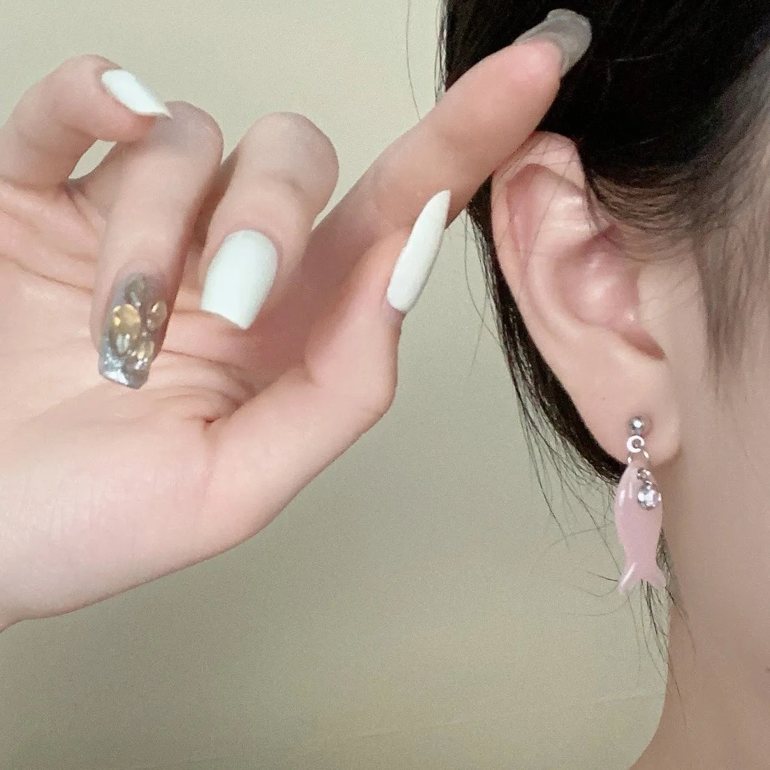 Daiiibabyyy  Fashionable Summer Cute Fun Blue Small Fish Zircon Pendant Women's Beach Style Party Jewelry Earrings Gift