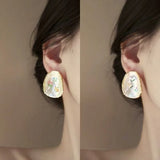 Daiiibabyyy  Fashion Flower Paved Shell Fashion Earrings For Women 2025 New Creative Pendientes