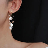 DAIIIBABYYY  -  New Arrival French Retro Niche Design Flower Pearl Dangle Earrings For Women Fashion Elegant Geometry Jewelry Party Gifts